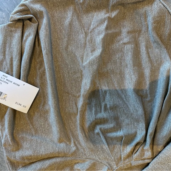 Enza Costa Ruched Lurex Glitter Tee Long Sleeve Gold - Picture 4 of 4